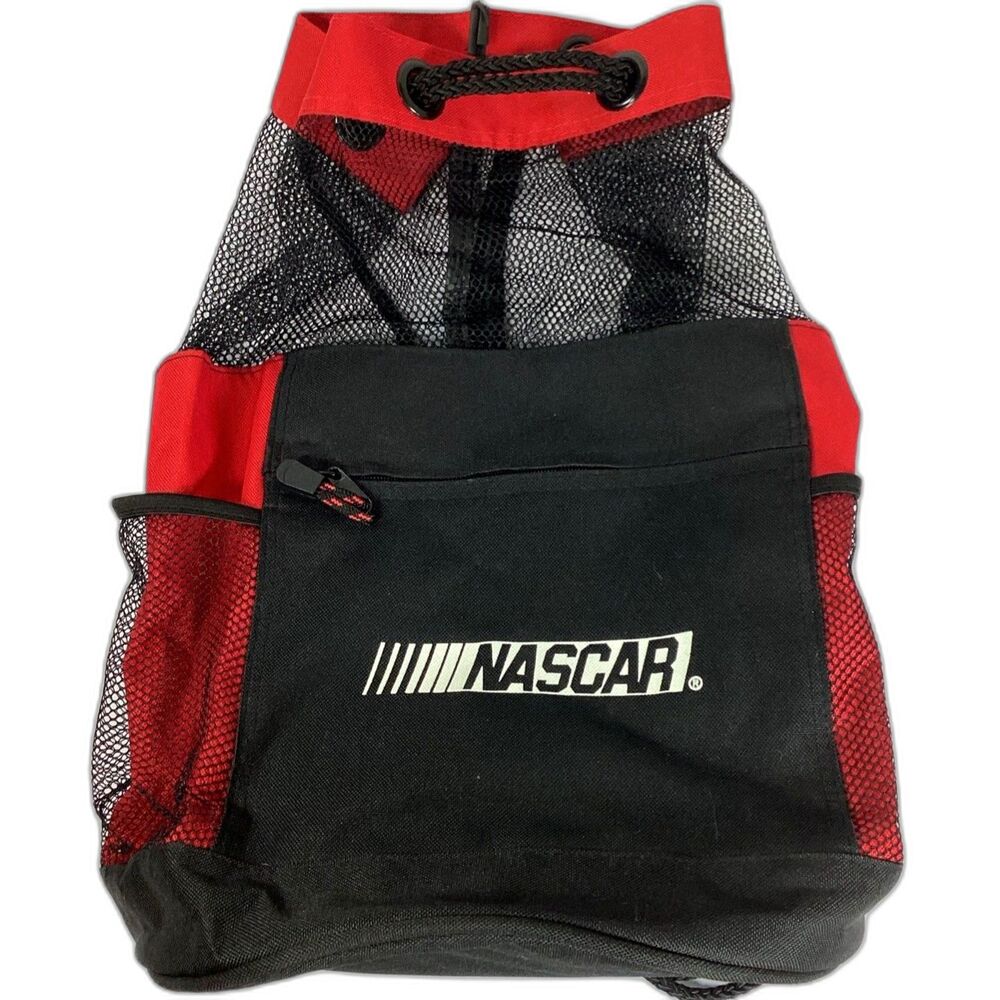 NASCAR Cinch Tote Bag Backpack Mesh Canvas Red Black